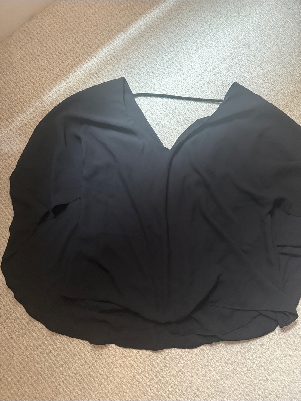 BCBGMaxAzria Black V-Neck Draped Blouse